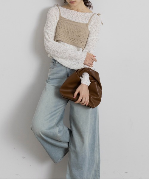 Lunea（ルネア）の「リボンニットビスチェ（その他トップス・レディース・グレー/ブラウン/ホワイト/ベージュ/ブラック・FREE）」の5枚目の写真