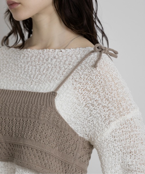 Lunea（ルネア）の「リボンニットビスチェ（その他トップス・レディース・グレー/ブラウン/ホワイト/ベージュ/ブラック・FREE）」の4枚目の写真