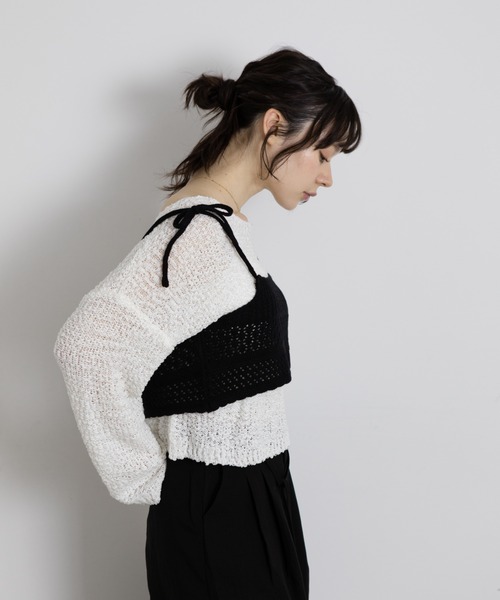 Lunea（ルネア）の「リボンニットビスチェ（その他トップス・レディース・グレー/ブラウン/ホワイト/ベージュ/ブラック・FREE）」の12枚目の写真