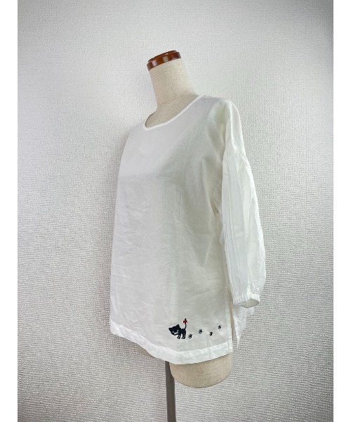 Rydia（リディア）の「ウォーキングコビニャーボリュームスリーブPO（シャツ/ブラウス・レディース・ブラック/オレンジ系その他/オフホワイト・M）」の4枚目の写真