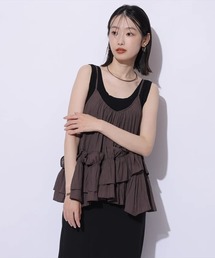 新品タグ付❤️Mystrada マイストラーダ　フリルキャミドッキングニット　黒 Mystrada（マイストラーダ）の「ベアフリルニット（ニット