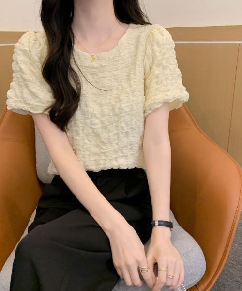 L LABEL（エルラベル）の「ぽこぽこジャカードTシャツ（Tシャツ/カットソー・レディース・グリーン/ピンク/オフホワイト・FREE）」の17枚目の写真