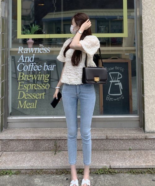 L LABEL（エルラベル）の「ぽこぽこジャカードTシャツ（Tシャツ/カットソー・レディース・グリーン/ピンク/オフホワイト・FREE）」の14枚目の写真