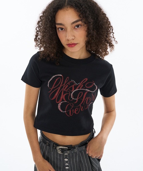 DimMoire ラインストーンheartcore ミニt tシャツ ずっと気になってた ラインストーンHeartCoreミニT【Black