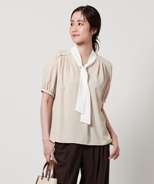 新品 UNITED ARROWS ボウタイ ショートスリーブ ブラウス ボウタイ ショートスリーブ ブラウス（シャツ/ブラウス