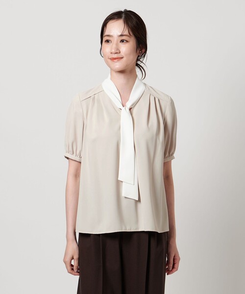 新品 UNITED ARROWS ボウタイ ショートスリーブ ブラウス ボウタイ ショートスリーブ ブラウス（シャツ/ブラウス