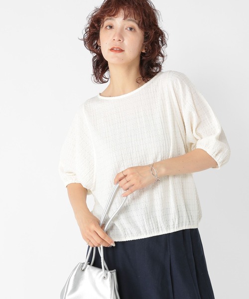 カナダ購入 ふわふわシフォンバルーンスリーブ柔らか伸縮シャーリングシャツ 02-170301000-27.jpg