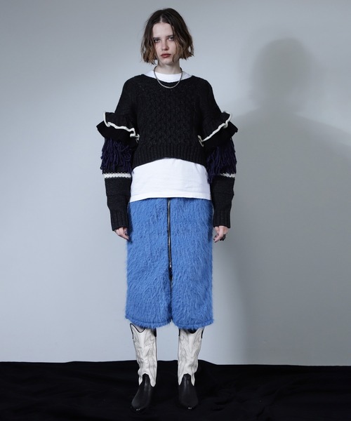 ROSE BUD(ローズバッド)の「(mici)Decorative cable knit(ニット/セーター・レディース・ピンク/グレー・ONE SIZE)」の3枚目の写真