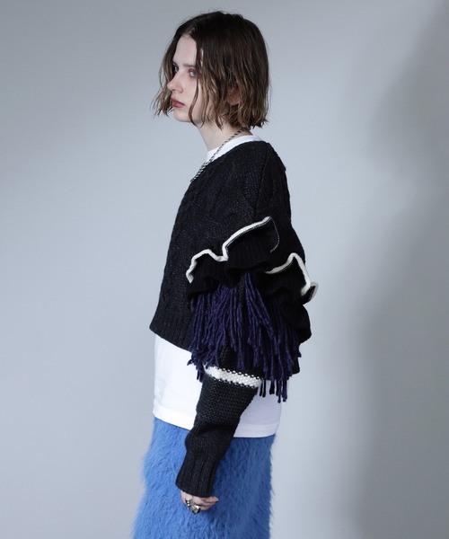 ROSE BUD(ローズバッド)の「(mici)Decorative cable knit(ニット/セーター・レディース・ピンク/グレー・ONE SIZE)」の7枚目の写真