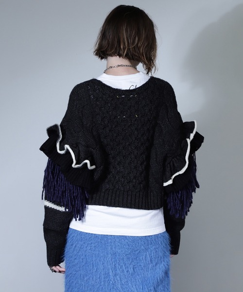 ROSE BUD(ローズバッド)の「(mici)Decorative cable knit(ニット/セーター・レディース・ピンク/グレー・ONE SIZE)」の8枚目の写真