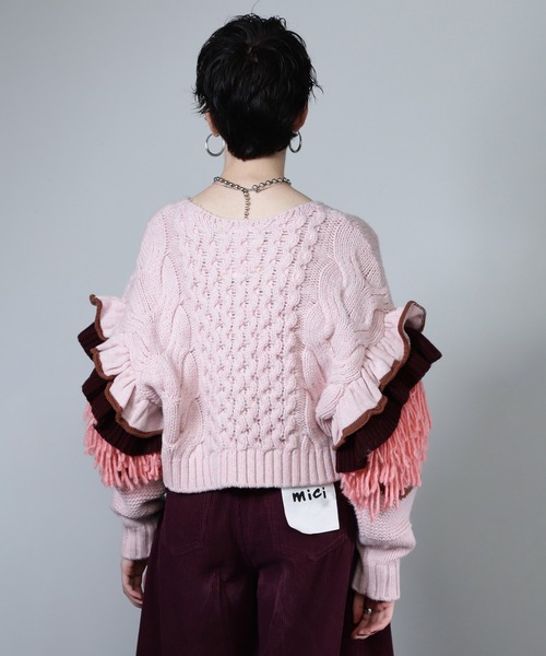ROSE BUD(ローズバッド)の「(mici)Decorative cable knit(ニット/セーター・レディース・ピンク/グレー・ONE SIZE)」の16枚目の写真