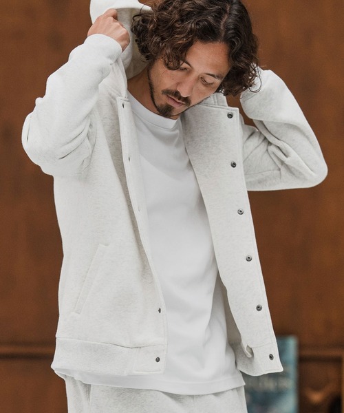 CAMBIO（カンビオ）の「mpa3855-裏起毛スウェットボタンフライパーカー（パーカー・メンズ・グレー/ブラック/オートミール/ネイビー・S/M/L）」の4枚目の写真