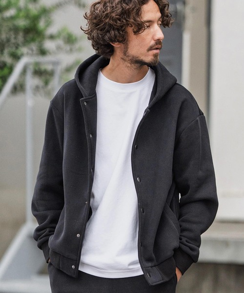 CAMBIO（カンビオ）の「mpa3855-裏起毛スウェットボタンフライパーカー（パーカー・メンズ・グレー/ブラック/オートミール/ネイビー・S/M/L）」の2枚目の写真