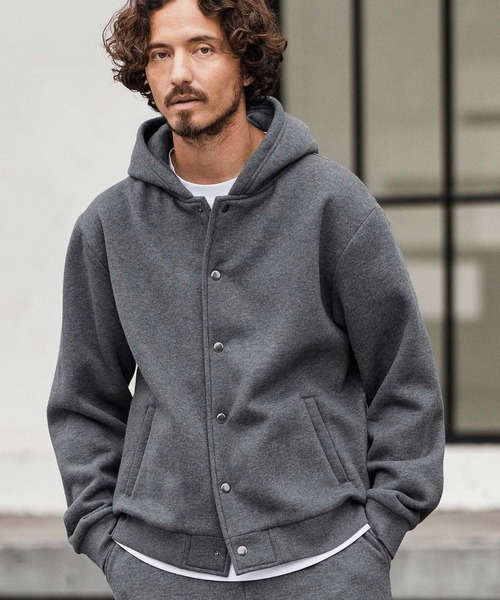 CAMBIO（カンビオ）の「mpa3855-裏起毛スウェットボタンフライパーカー（パーカー・メンズ・グレー/ブラック/オートミール/ネイビー・S/M/L）」の15枚目の写真