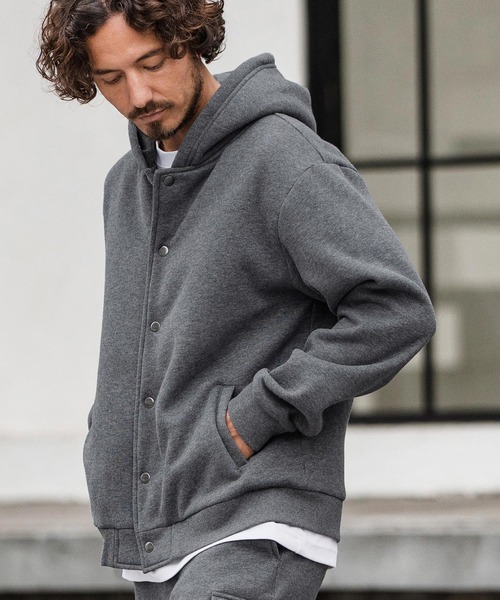 CAMBIO（カンビオ）の「mpa3855-裏起毛スウェットボタンフライパーカー（パーカー・メンズ・グレー/ブラック/オートミール/ネイビー・S/M/L）」の16枚目の写真