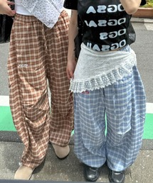 レディースのその他パンツ（ブラウン/茶色系・チェック柄