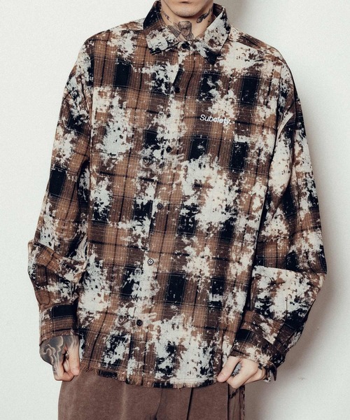 Subciety(サブサエティ)の「Painted plaid shirt(シャツ/ブラウス・メンズ・ブルー/ブラウン/ブラック・SMALL/MEDIUM/LARGE/X-LARGE)」の3枚目の写真
