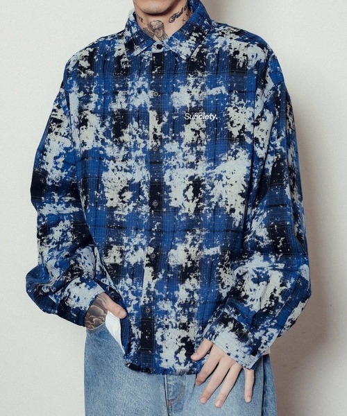 Subciety(サブサエティ)の「Painted plaid shirt(シャツ/ブラウス・メンズ・ブルー/ブラウン/ブラック・SMALL/MEDIUM/LARGE/X-LARGE)」の1枚目の写真