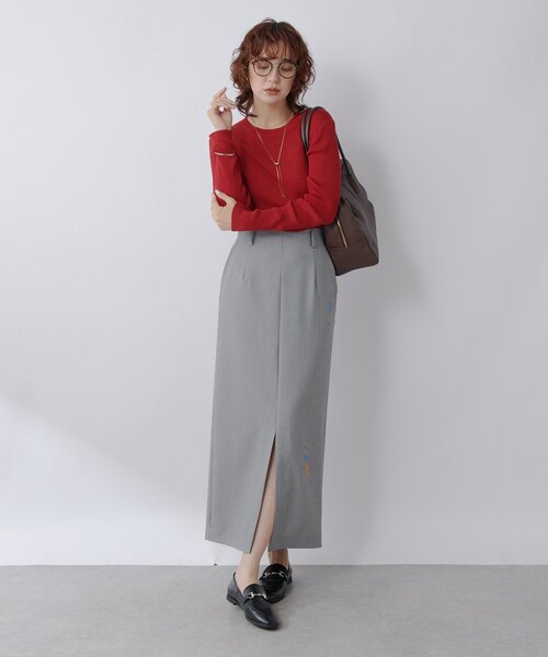 RIVE DROITE（リヴドロワ）の「【すっきり見え】梳毛ライクストレッチスカート（スカート・レディース・チャコールグレー/ブラック・38/36）」の3枚目の写真