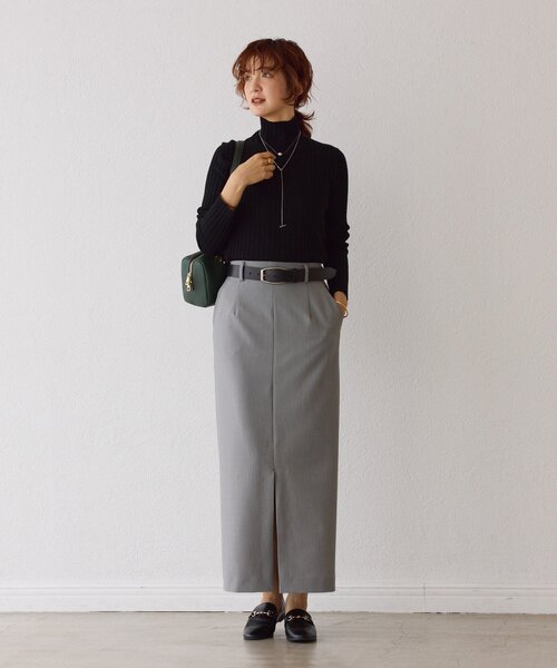 RIVE DROITE（リヴドロワ）の「【すっきり見え】梳毛ライクストレッチスカート（スカート・レディース・チャコールグレー/ブラック・38/36）」の10枚目の写真