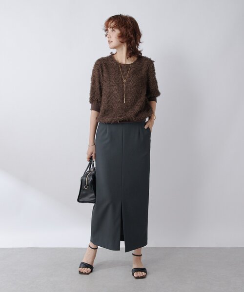 RIVE DROITE（リヴドロワ）の「【すっきり見え】梳毛ライクストレッチスカート（スカート・レディース・チャコールグレー/ブラック・38/36）」の15枚目の写真