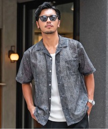 『JEMORGAN LONG JOHNS/ジェーイーモーガンロングジョーンズ』メッシュ総柄プリントオープンカラーシャツ【+】