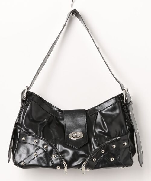 Chikashitsu +（チカシツプラス）の「【Chikashitsu +】buckle zipper studs bag / 【チカシツプラス】バックルジッパースタッズショルダーバッグ（ショルダーバッグ・メンズ・ブラック・ONE SIZE）」の17枚目の写真