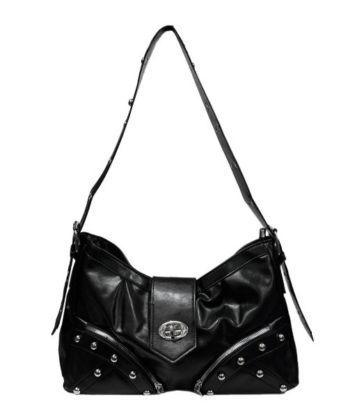 Chikashitsu +(チカシツプラス)の「【Chikashitsu +】buckle zipper studs bag / 【チカシツプラス】バックルジッパースタッズショルダーバッグ(ショルダーバッグ・メンズ・ブラック・ONE SIZE)」の20枚目の写真