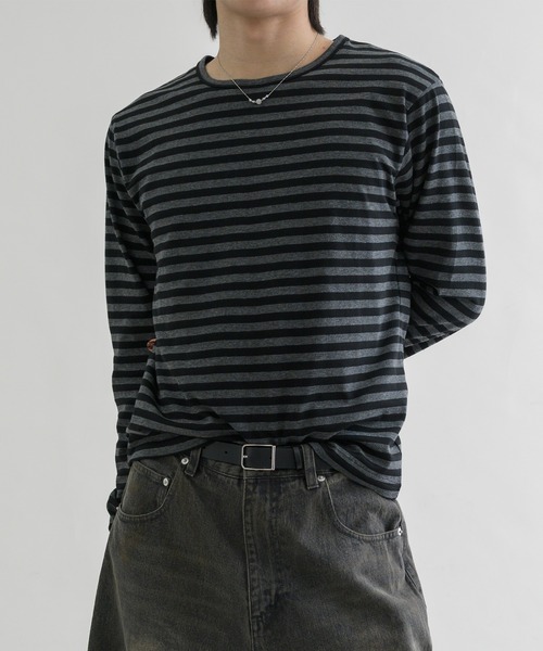 EPNK(イーピーエヌケー)の「【EPNK】Border long sleeve tee / ボーダーロングスリーブtee(Tシャツ/カットソー・メンズ・ブラック/オフホワイト・LARGE/MEDIUM/SMALL)」の15枚目の写真