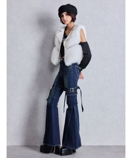 GYDA（ジェイダ）の「GGスライダーライダースファーベスト（ベスト・レディース・オフホワイト/ブラック・FREE）」の5枚目の写真