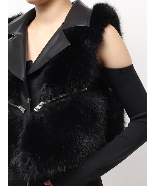 ⭐MY mam⭐ GYDAブラックファーレザーベスト GYDA ベスト ジレ GG