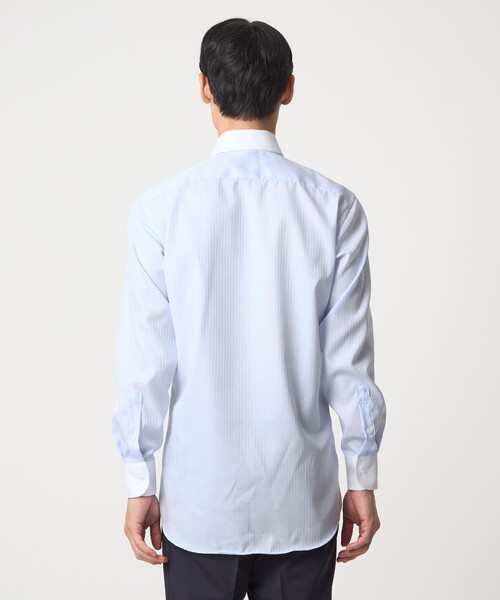 green label relaxing（グリーンレーベルリラクシング）の「コットン シャドーストライプ クレリック ワイドカラー ドレスシャツ -イージーアイロン-（ビジネスシャツ・メンズ・ライトブルー/ホワイト・42cm/40cm/43cm/39cm/41cm/37cm/38cm）」の10枚目の写真