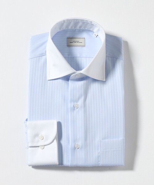 green label relaxing（グリーンレーベルリラクシング）の「コットン シャドーストライプ クレリック ワイドカラー ドレスシャツ -イージーアイロン-（ビジネスシャツ・メンズ・ライトブルー/ホワイト・42cm/40cm/43cm/39cm/41cm/37cm/38cm）」の11枚目の写真
