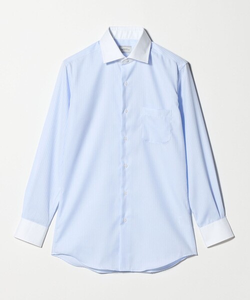 green label relaxing（グリーンレーベルリラクシング）の「コットン シャドーストライプ クレリック ワイドカラー ドレスシャツ -イージーアイロン-（ビジネスシャツ・メンズ・ライトブルー/ホワイト・42cm/40cm/43cm/39cm/41cm/37cm/38cm）」の12枚目の写真