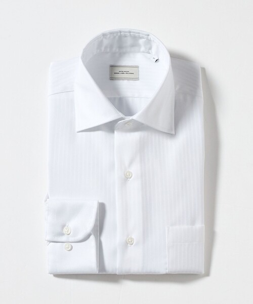 green label relaxing（グリーンレーベルリラクシング）の「コットン シャドーストライプ クレリック ワイドカラー ドレスシャツ -イージーアイロン-（ビジネスシャツ・メンズ・ライトブルー/ホワイト・42cm/40cm/43cm/39cm/41cm/37cm/38cm）」の19枚目の写真