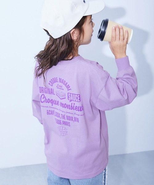 devirock（デビロック）の「綿100％ デビラボ ガールズ BIGシルエットプリント袖リブ 長袖Tシャツ（Tシャツ/カットソー・キッズ・ブラック系2/グレー系1/グレー系2/ブラック系1/ブルー系1/グリーン系1/ベージュ系2/ベージュ系1/ベージュ系3/ピンク系1/パープル系2/パープル系1/ピンク系2・90cm/110cm/100cm/120cm/130cm/140cm/150cm/160cm）」の11枚目の写真