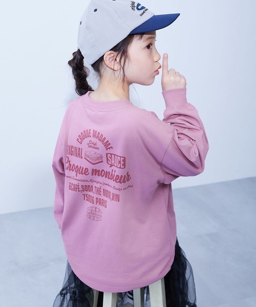 devirock（デビロック）の「綿100％ デビラボ ガールズ BIGシルエットプリント袖リブ 長袖Tシャツ（Tシャツ/カットソー・キッズ・ブラック系2/グレー系1/グレー系2/ブラック系1/ブルー系1/グリーン系1/ベージュ系2/ベージュ系1/ベージュ系3/ピンク系1/パープル系2/パープル系1/ピンク系2・90cm/110cm/100cm/120cm/130cm/140cm/150cm/160cm）」の13枚目の写真