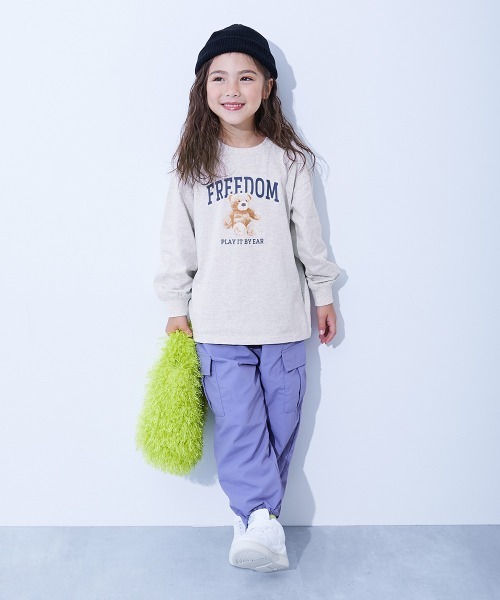 devirock（デビロック）の「綿100％ デビラボ ガールズ BIGシルエットプリント袖リブ 長袖Tシャツ（Tシャツ/カットソー・キッズ・ブラック系2/グレー系1/グレー系2/ブラック系1/ブルー系1/グリーン系1/ベージュ系2/ベージュ系1/ベージュ系3/ピンク系1/パープル系2/パープル系1/ピンク系2・90cm/110cm/100cm/120cm/130cm/140cm/150cm/160cm）」の22枚目の写真