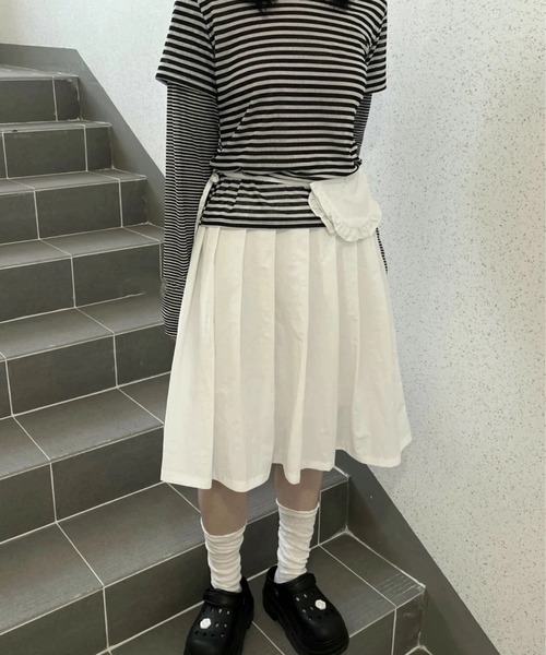 HALEY PESCA(ヘーリーペスカ)の「HALEY PESCA/【ウエストポーチ付き】ミディアム丈スカート(スカート・レディース・ホワイト/ブラック/グレー・FREE)」の1枚目の写真