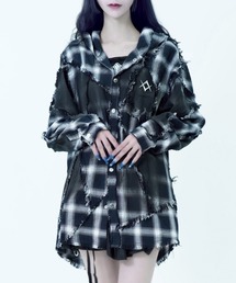 REFLEM レフレム REFLEM×DustDevilフード付きチェックシャツ レフレムREFLEM Dust Devil コラボフード付きチェックシャツ