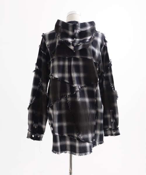 REFLEM/レフレム』継ぎ接ぎフードチェックシャツ（シャツ/ブラウス