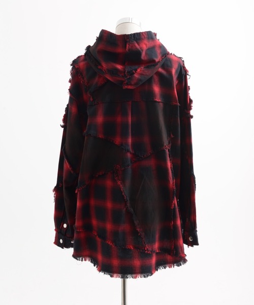 REFLEM/レフレム』継ぎ接ぎフードチェックシャツ（シャツ/ブラウス