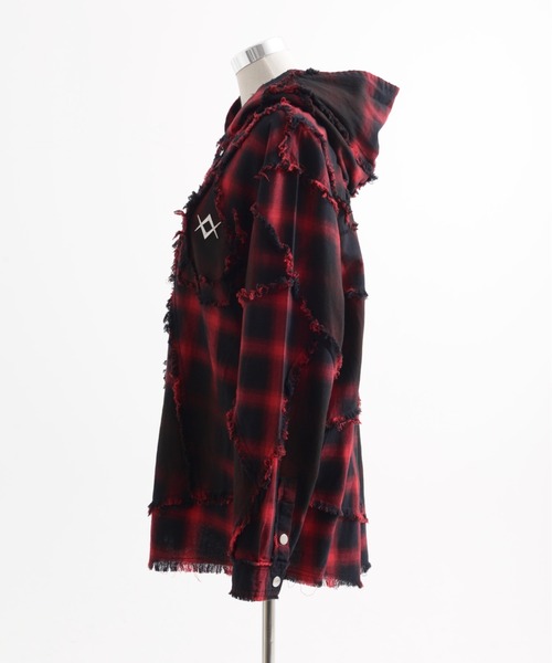 REFLEM/レフレム』継ぎ接ぎフードチェックシャツ（シャツ/ブラウス