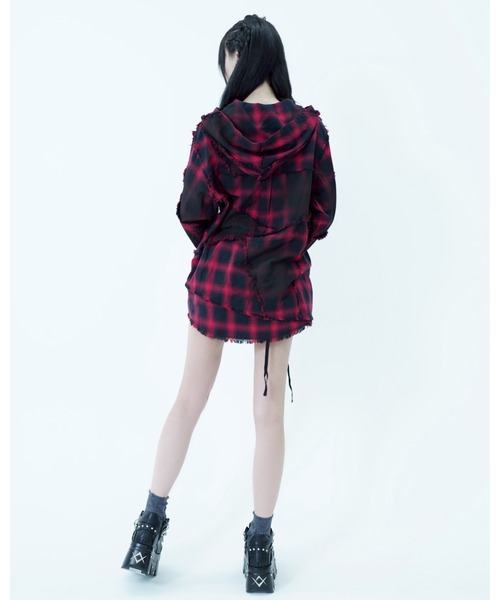 REFLEM/レフレム』継ぎ接ぎフードチェックシャツ（シャツ/ブラウス