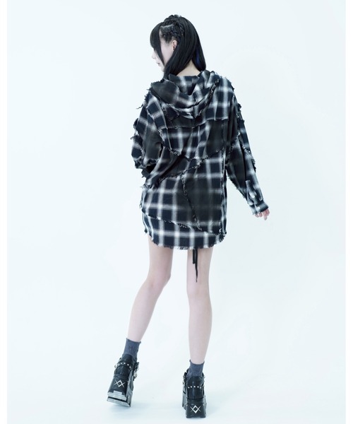 REFLEM/レフレム』継ぎ接ぎフードチェックシャツ（シャツ/ブラウス