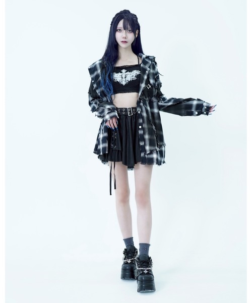 REFLEM/レフレム』継ぎ接ぎフードチェックシャツ（シャツ/ブラウス