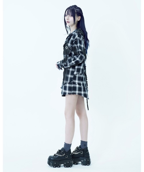 REFLEM/レフレム』継ぎ接ぎフードチェックシャツ（シャツ/ブラウス