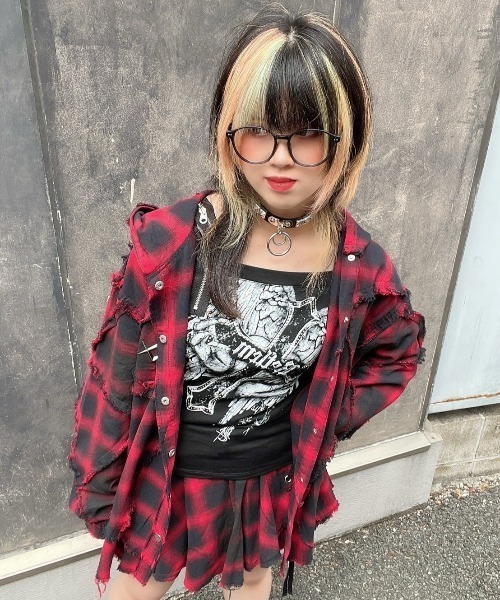 『REFLEM/レフレム』継ぎ接ぎフードチェックシャツ REFLEM/レフレム』継ぎ接ぎフードチェックシャツ（シャツ/ブラウス