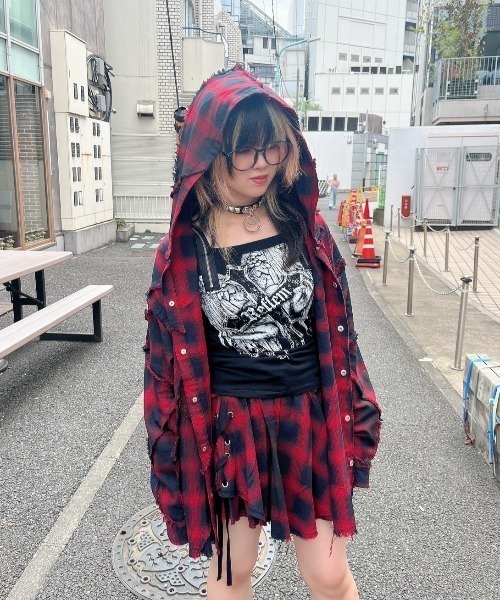 REFLEM/レフレム』バックプリント加工チェックシャツ 値下げ可 REFLEM