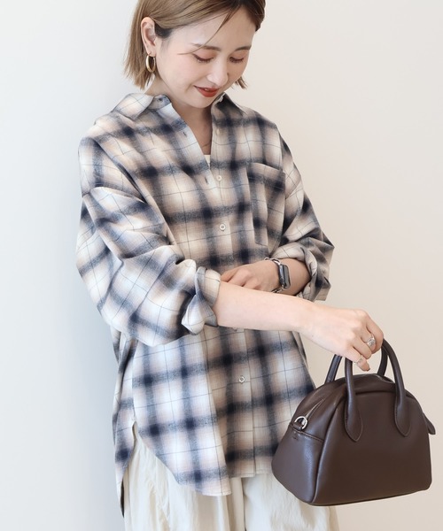 AMERICAN HOLIC（アメリカンホリック）の「ビエラ起毛チェックシャツ（シャツ/ブラウス・レディース・アイボリー/グレー/ブラック/オレンジ/ネイビー/パープル・M/L）」の2枚目の写真